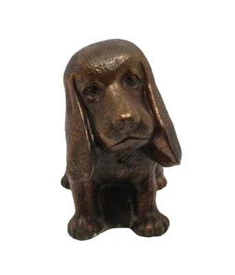 Banco de metal vintage para perros con tapón de cambio, cachorro bronceado fundido MORGAN Foto 1 de 4