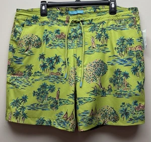 NUEVO Pantalones Cortos de Natación Tori Richard Para Hombre con Cordón Verde Lima Forrados Talla 38 - Entrepierna 6” - Imagen 1 de 7