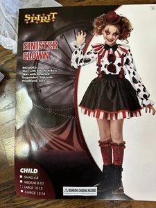 Spirit Halloween Costume Sinister Clown Child Size Large 10-12 - Picture 1 of 2
