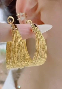 Geometric Circle Iron Texture Multi layered Retro style Earrings - Picture 1 of 3