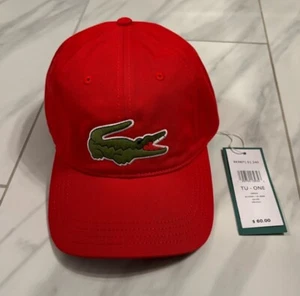 Lacoste Men’s Big Croc Logo Adjustable Cap Hat Red Green $60 New - Picture 1 of 2