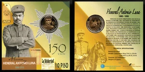 Moneta commemorativa 2016 Filippine 10 Piso ANTONIO LUNA 150 anni blister BSP - Foto 1 di 4