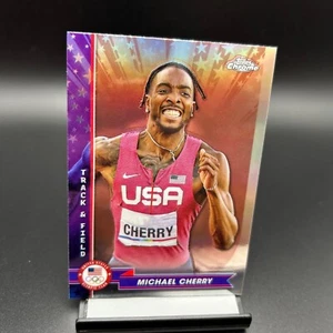 2024 Topps Chrome USA Olympics Chrome Refractor #31 Michael Cherry Track - Picture 1 of 2