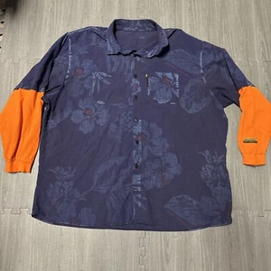 Benchmark FR Hawaiian Shirt Men’s 3XL Aloha Friday Long Sleeve Blue Button Up - Picture 1 of 10