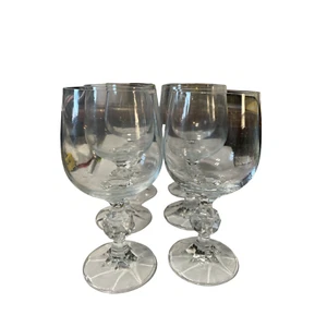 Wine Glass Set Bohemia Crystal Goblets Set 6 Faceted Stem Glasses  - Picture 1 of 8