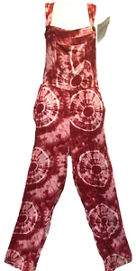 Nw SACRED THREADS funky tie dye hippie rayon OVERALLS ROMPER JUMPSUIT JUMPER XL - Picture 1 of 5