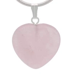Colgante corazón cuarzo rosa colgante corazón piedra preciosa con ojal plateado 2 x 2 cm - Imagen 1 de 6