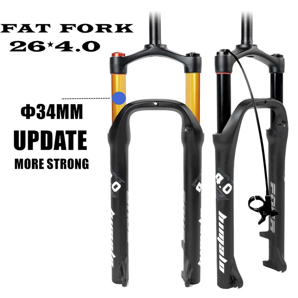 MTB 26inch Bike Fork Fat Bicycle Fork Air Gas Line Locking Forks 4.0"Tire 135mm - Image 1 of 4