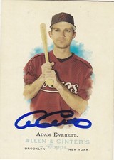 ADAM EVERETT HOUSTON ASTROS SIGNED 2006 A&G CARD MINNESOTA TWINS INDIANS TIGERS