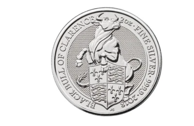 2018  British Queen's Beast Black Bull of Clarence 2 oz . 9999 Silver Coin - Image 1 of 3
