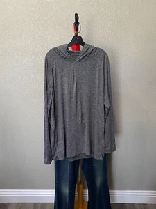 Designed In France Long Sleeve Gray Hooded Athletic SWEATER Shirt 2XL XXL - Picture 1 of 9