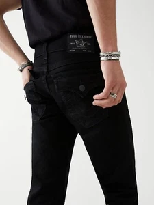 TRUE RELIGION Men’s Rocco Flap Relaxed Skinny Jeans Black W40 L32 NWT $149 - Picture 1 of 13