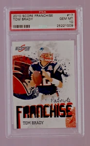 2010 SCORE FRANCHISE FOOTBALL CARD #17 TOM BRADY PSA 10 NFL NEW ENGLAND PATRIOTS - Picture 1 of 5