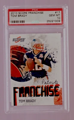 2010 SCORE FRANCHISE FOOTBALL CARD #17 TOM BRADY PSA 10 NFL NEW ENGLAND PATRIOTS - Image 1 of 4