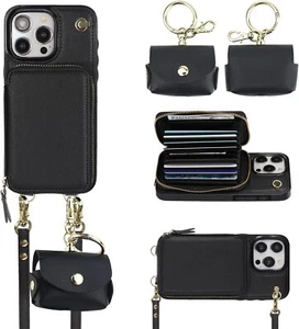 Multi Slots Crossbody Wallet Case for iPhone 15 Pro Max A Slim Leather Case - Picture 1 of 9