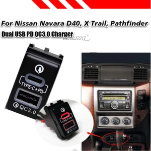 USB+Type C Ports Dashboard Car Charger For Nissan Navara D40 2004-2013 Patrol - Photo 1 sur 7