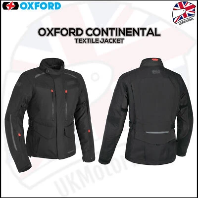 Oxford Continental Advanced Motorcycle Textile Waterproof Jacket - Black - Image 1 of 4