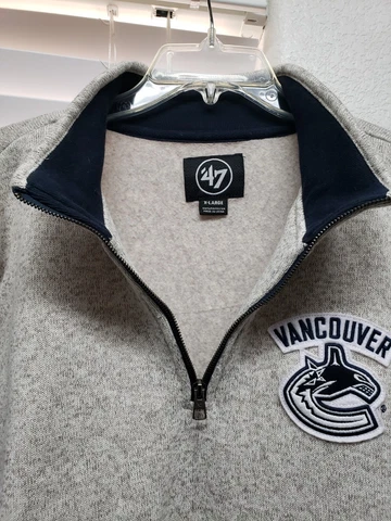 Vancouver Canucks SIZE XL MEN '47 Brand 1/4 Zip Up Sweater NHL Hockey Pullover Cover