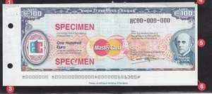 EUROPE THOMAS COOK 100 EURO SPACEMEN CHEQUEAU/UNC W PIN HOLS FOLDER - Picture 1 of 3