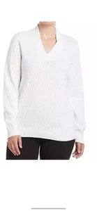 Womens Studio Works Basket Weave Knit Sweater V-Neck 100% Cotton Size 2X Like XL - Picture 1 of 7