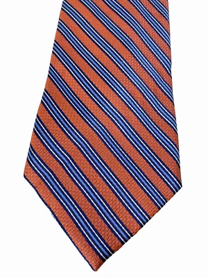 Corbata Savile Row London 100 % seda a rayas azul naranja blanco Foto 1 de 4