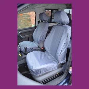 VW Volkswagen Caddy 2004-2021 Tailored Waterproof Front Pair Grey Seat Covers - Picture 1 of 3