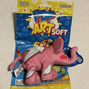 POP ART SOFT ELEPHANT ANGEL Angelphant 5” - 6”BEAN BAG PLUSH Pink Wings Halo - Picture 1 of 5
