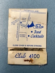 Vintage Club 4100 Food & Cocktails, 4118 4th St, Brooklyn, MD Matchbook - Picture 1 of 4