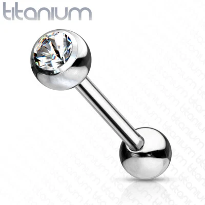 Piercing de cartílago de oreja con barras de circonita cúbica con bisel de titanio sólido grado implante  Foto 1 de 2