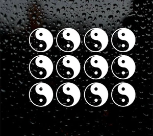 12 X YIN YANG  LOGO FOR WINE GLASS WINDOW PHONE CAR VINYL STICKER SYMBOL - Picture 1 of 5