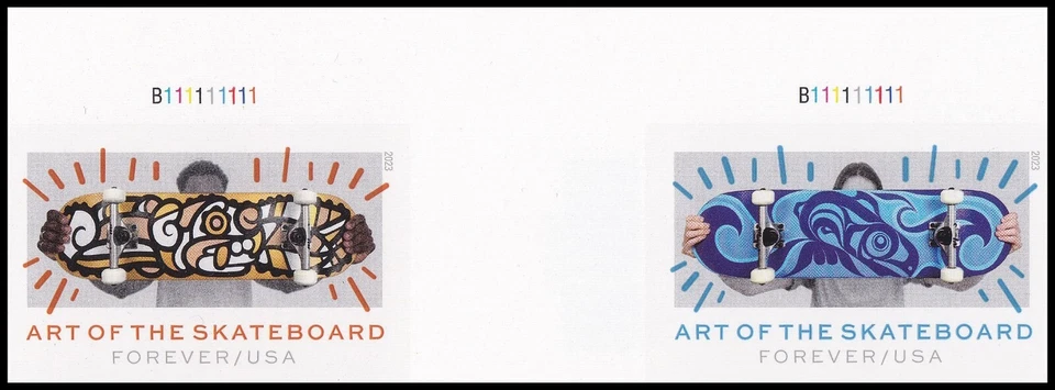 US 5763a 5766a Art of Skateboard imperf NDC vert gutter plate pair U MNH 2023 - Image 1 of 1