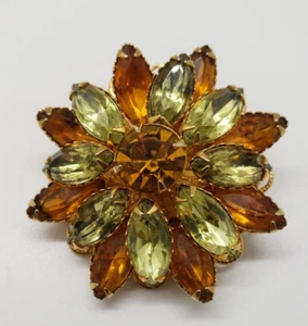Vintage Orange Green Rhinestone Pin Brooch Jewelry Easter Gift - Picture 1 of 3