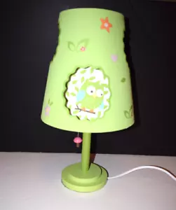 EUC HTF CIRCO LOVE & NATURE OWL TREE BIRD FLOWER GREEN LAMP - Picture 1 of 3