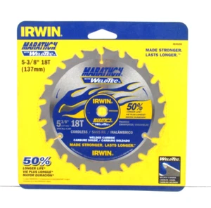 Irwin Circular Saw Blade #4935203 Marathon with WeldTec 5 3/8" 18T New Sealed - Picture 1 of 2