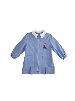 Grembiule asilo da bambino Siggi celeste ricamo volpino - Immagine 1 di 3