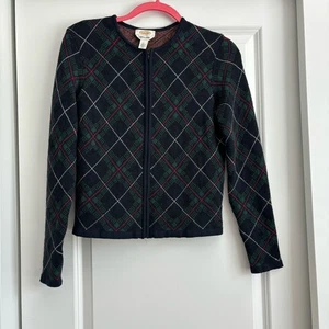 Cárdigan Talbots Hecho en Italia 100% Lana Merino Estampado Argyle Talla S De Colección - Imagen 1 de 7