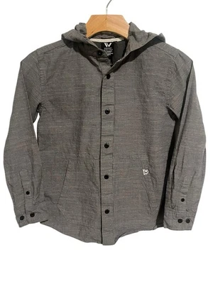 Shaun White Hooded Button Up Shirt Boys Size S 6/7 Bray Long Sleeve Pockets - Image 1 of 4