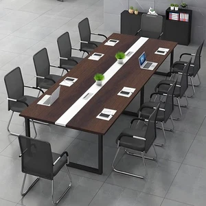 Dark Walnut White Conference Table – Modern 120x80cm Meeting Desk w/ Cable Ports - Picture 1 of 10