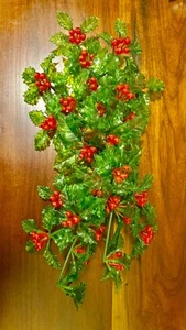 Vintage 1968 Lucite Acrylic Christmas Red Green C.K. Industries Holly Swag 18” - Picture 1 of 6