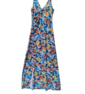 Guess Womens Bright Multicolor Floral Print Wrap Dress Size XS Resort Sundress - Picture 1 of 9
