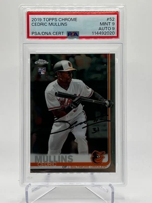 2019 Topps #52 Cedric Mullins PSA/DNA Cert Auto 9 Mint 9 - Image 1 of 3