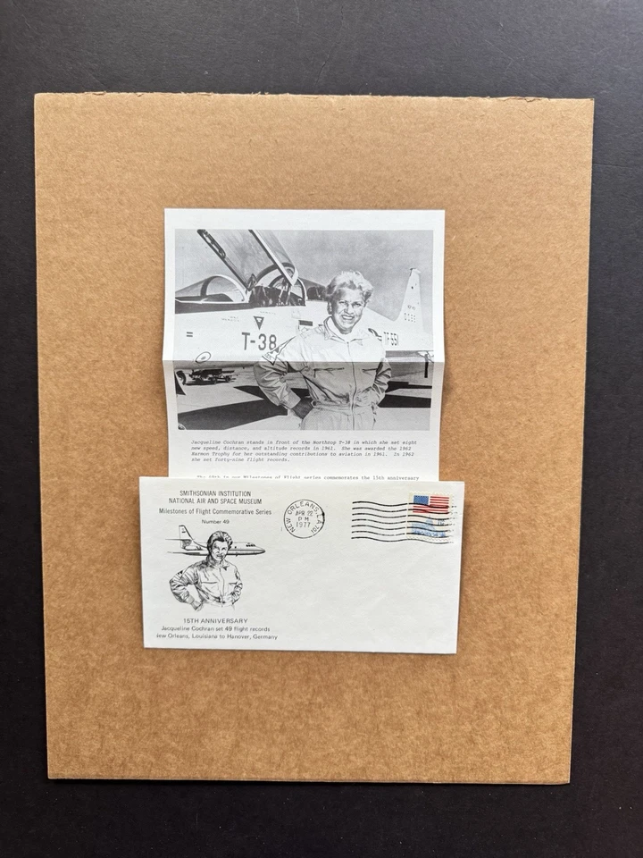 US 1977 Flight Millstone Cover#49 +Pilot-Cochran-Record-Setting-49-Times +Info - Image 1 of 1