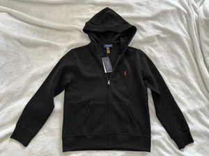 Polo Ralph Lauren Boys Full Zip Fleece Lined Black Hoodie Size 10-12 - Picture 1 of 5