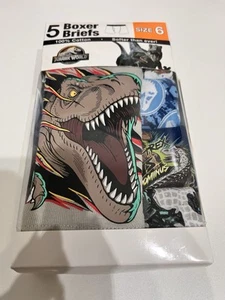 Jurassic World Boys Underwear Boxer Briefs Size 6 Multicolor 100% Cotton New 5pk - Picture 1 of 2