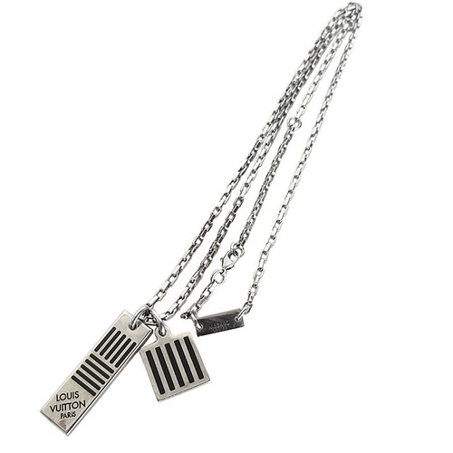 LOUIS VUITTON（LV） LOUIS VUITTON Collana Collier Damier Colori Metallo Smalto Argento Nero Uomo
