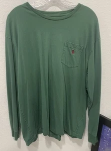 2er Set Polo Ralph Lauren Gr. L grün LS Rundhals Tasche & grau SS Baumwolle T-Shirt - Bild 1 von 18