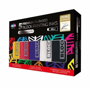 Premium Oil-Based Block Printing Inks, 50ml Tubes, 5-Colour Set - Picture 1 of 4