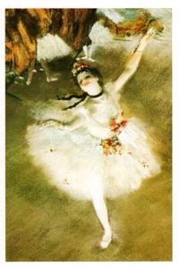 Tarjeta de nota interior impresionista francés en blanco en blanco bailarín en el escenario Edgar Degas - Imagen 1 de 2