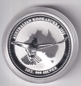 AUSTRALIAN: 2002 $1 KOOKABURRA 1oz .999 SILVER COIN IN CAPSULE #PL1802 - Picture 1 of 2