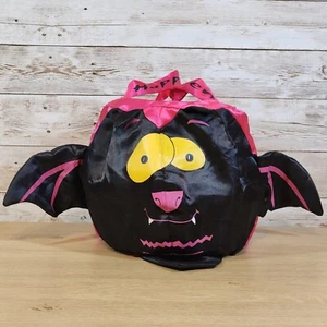 Vintage GEMMY Bat TRICK OR TREAT Bucket Fabric Spring Monster Face Collapsible - Picture 1 of 10